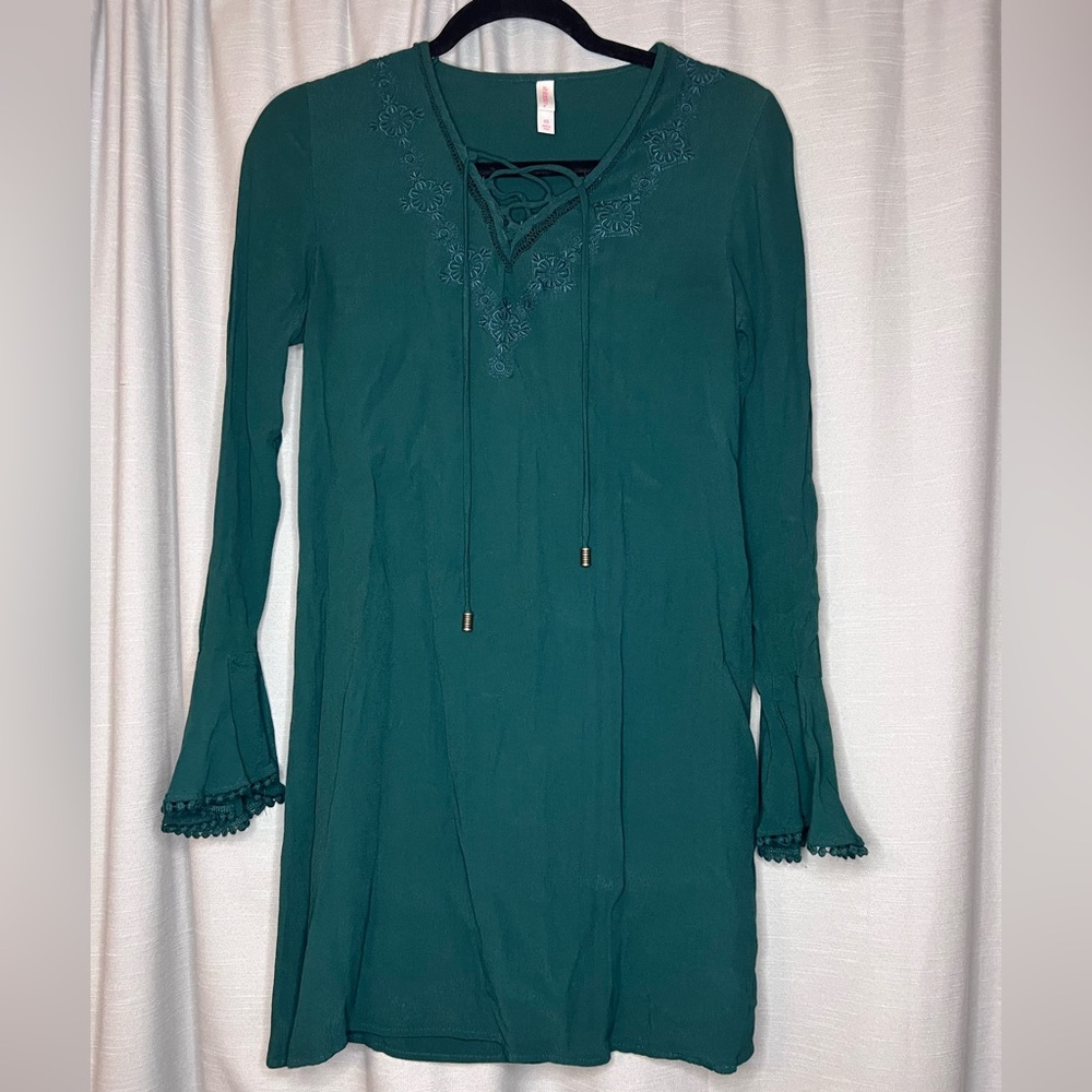 Xhilaration XS Emerald Green Long Sleeve Mini Dress